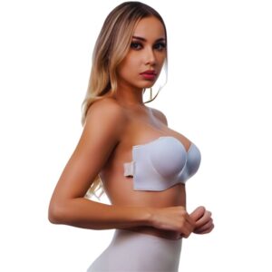 belamulier.com -Brasier Mágico Push Up Escote Strapless Tela Silicona