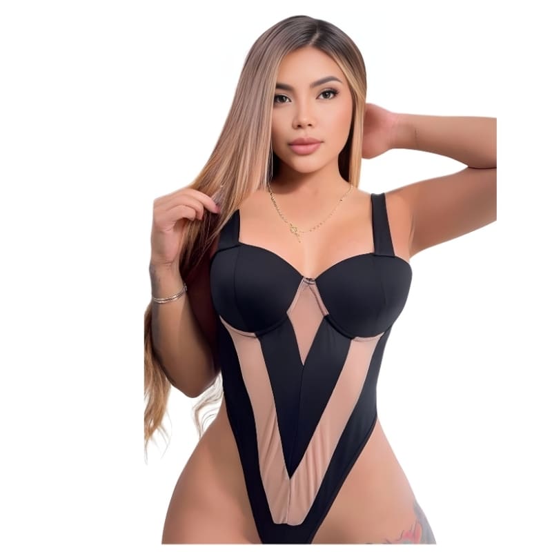 belamulier.com -Body Copa Busto Lycra Traslucido Tiras Hombro