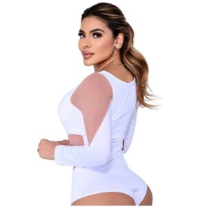 belamulier.com -Body Lycra Traslucido Manga Larga Ajustado Mujer